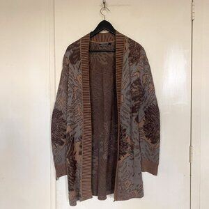 Peruvian Connection Geometric Floral Patterned Tunic Pima Cardigan Medium $259